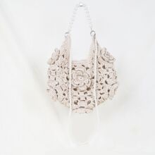 手提编织包手工立体花手提包钩编包女士包包全棉柔软女包针织包