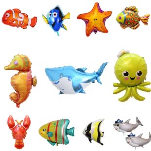 Cartoon-shaped mini marine animal shark tropical fish octopus seahorse starfish clown fish aluminum film balloon