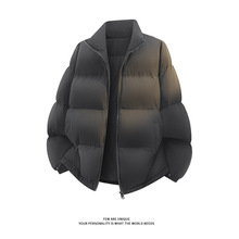 黑色飞行夹克羽绒服男款廓形工装羽绒外套cleanfit美式痞帅羽绒服