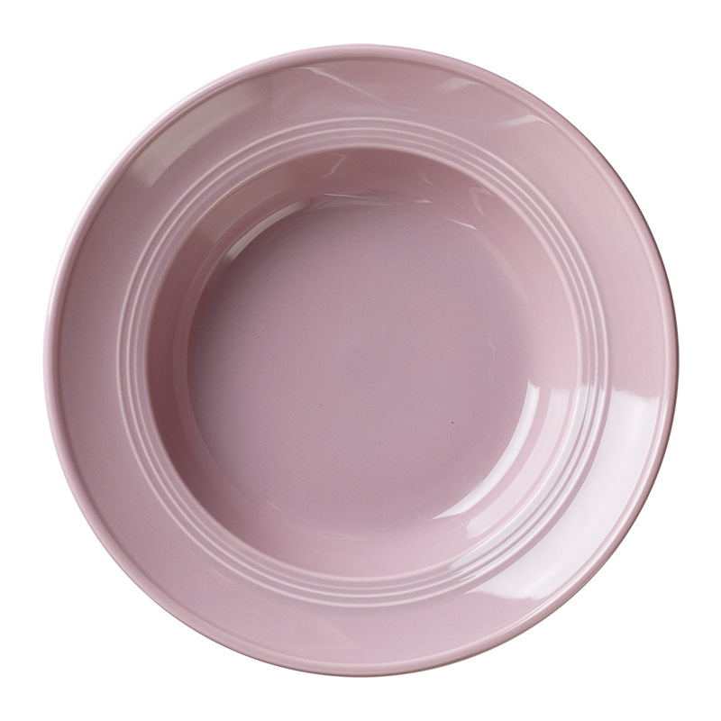 Plato de estilo crema de aspecto alto plato de cerámica simple plato de cena restaurante de alta gama hogar pasta redonda Placa de sombrero de paja