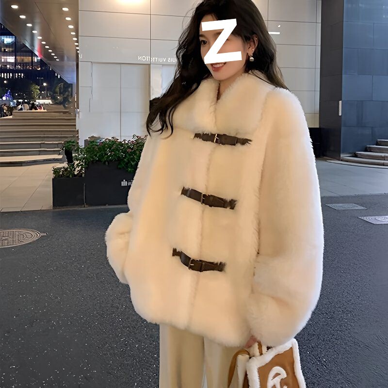 杨幂同款羊剪绒羊羔毛外套皮毛一体仿皮草宽松加厚冬季外套女|undefined