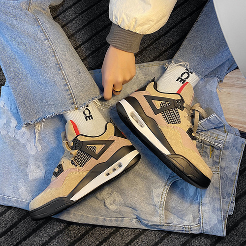 chic Hong Kong style retro coffee color air cushion sneakers for women ins trend  new national trend niche running shoes for men