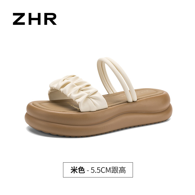 Dép sandal nữ xỏ ngón đế dày phong cách Hàn Quốc — M709 Màu be