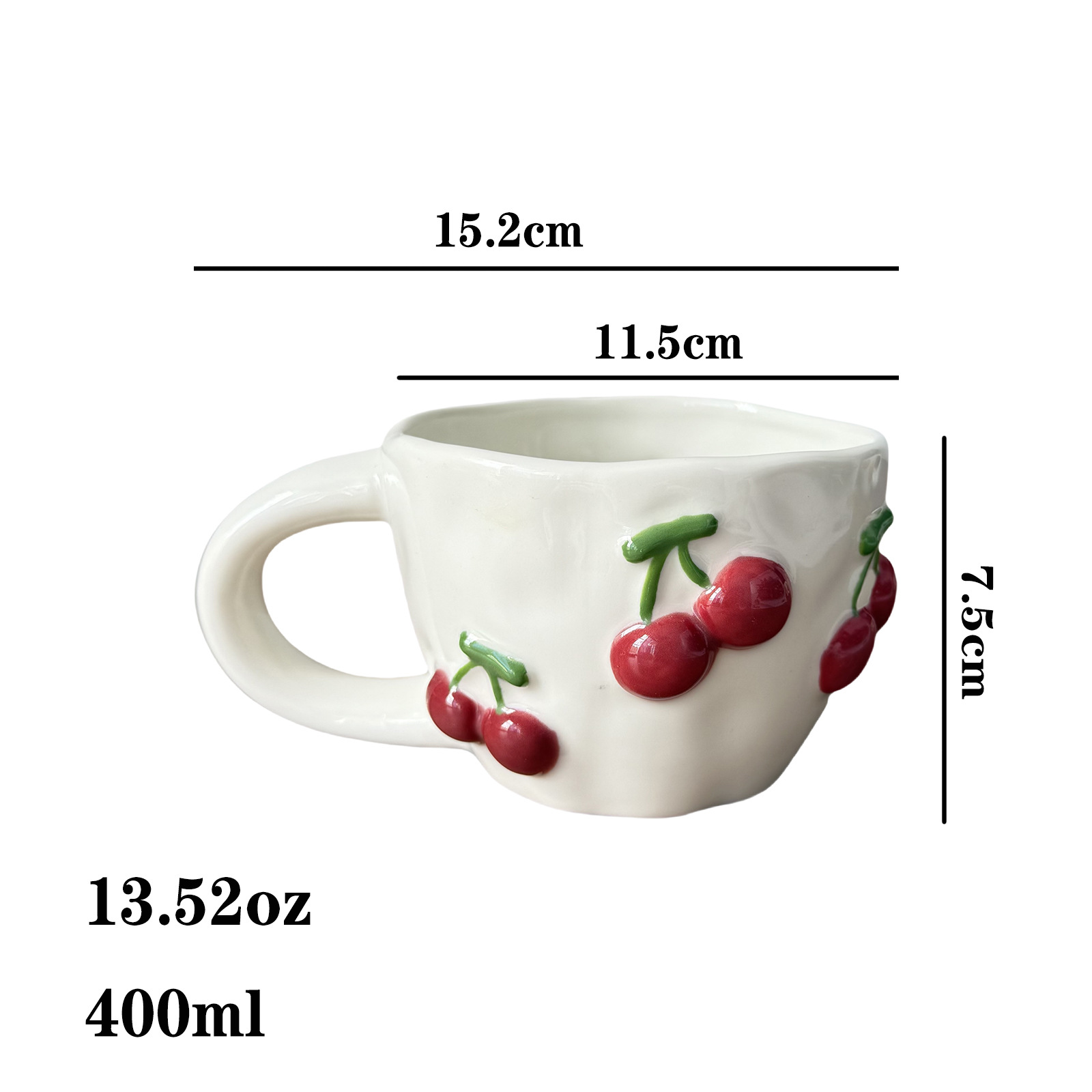 780g Weight Mug Kitchen and drinking utensils 1 Piece Quantity Banquet, Party Occasion ceramics Material Cherry Pattern Casual, Elegant, Cute Style Casual Elegant Cute Cherry Ceramics Mug 1 Piece 5