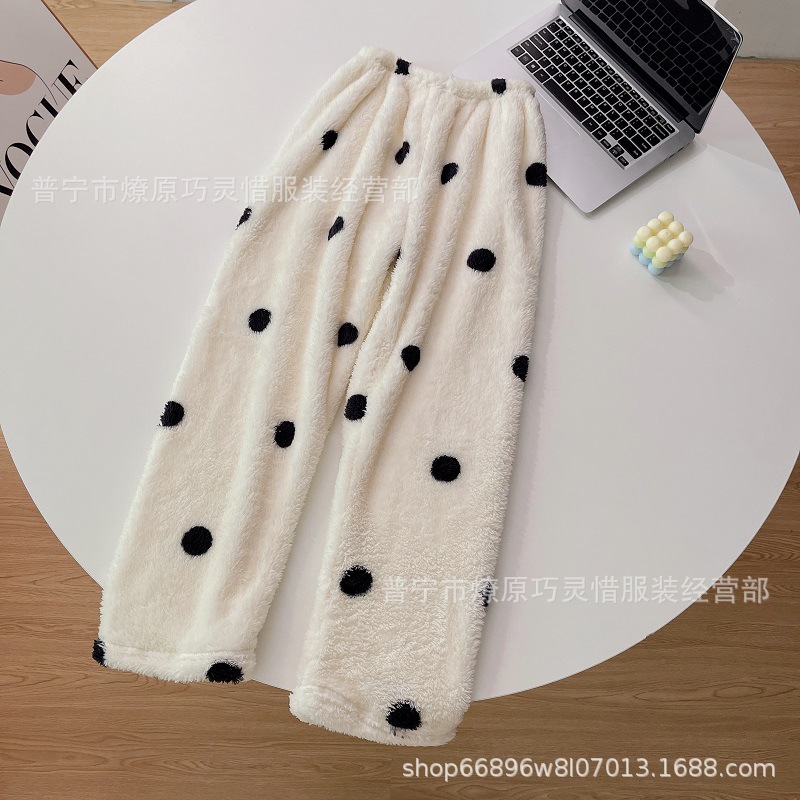 Pantalones de pijama de franela de coral de dibujos animados, pantalones de pijama de hombre, pantalones de invierno de otoño de mujer, pantalones caseros