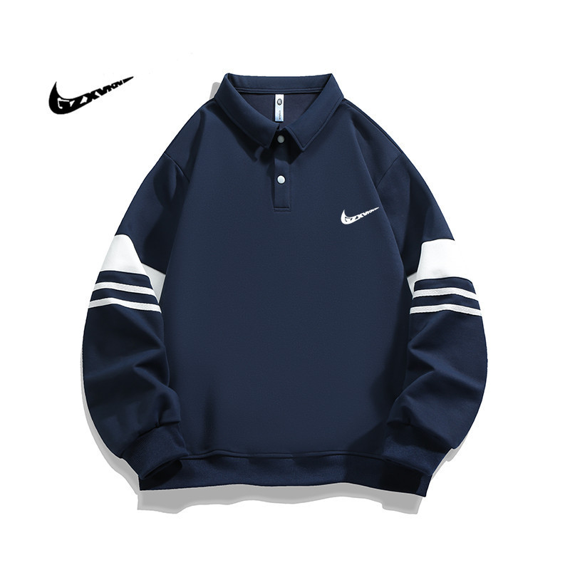 Cross-Border Polo Shirt Long-Sleeve Sweatshirt Hong Kong Style 300g Heavyweight Everyday Versatile Unisex Turn-Down Collar Sweatshirt Jacket Trendy Cross-Border Polo Shirt Long-Sleeve Sweatshirt Hong Kong Style 300g Heavyweight Everyday Versatile Unisex Turn-Down Collar Sweatshirt Jacket Trendy