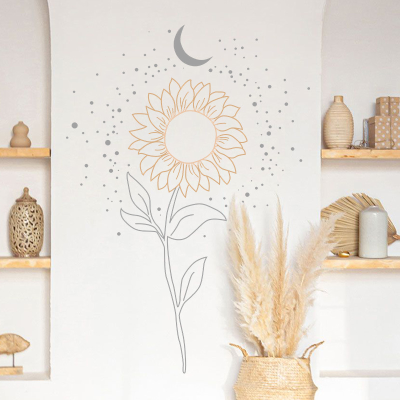 New Literary Moon Sun Flower Bedroom Porch Wall Stickers display picture 3