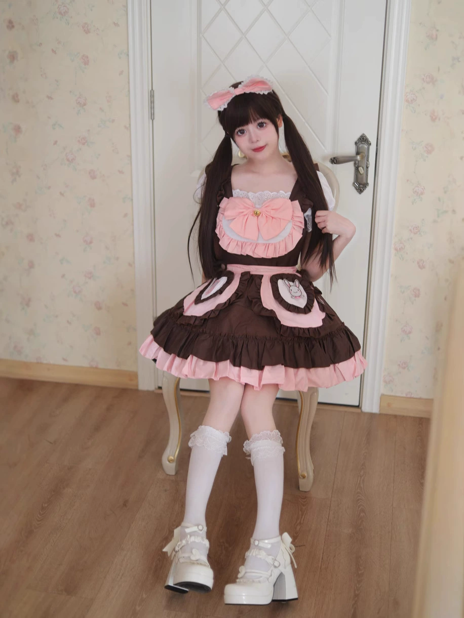 Новый bunny мягкое Мэнг няня платье милое двухмерной девушке лолита няня платье косплей