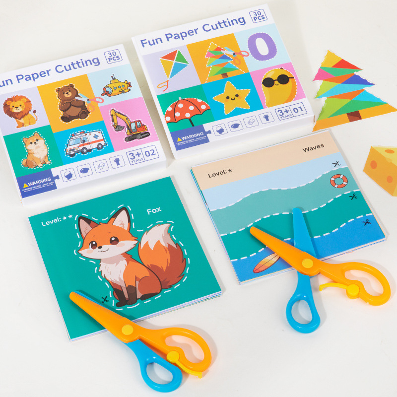 Juegos creativos transfronterizos de dibujos animados juegos de corte de papel para niños Educación temprana Puzzle Ejercicios cerebrales Manuales Coordinación Mano-Ojo