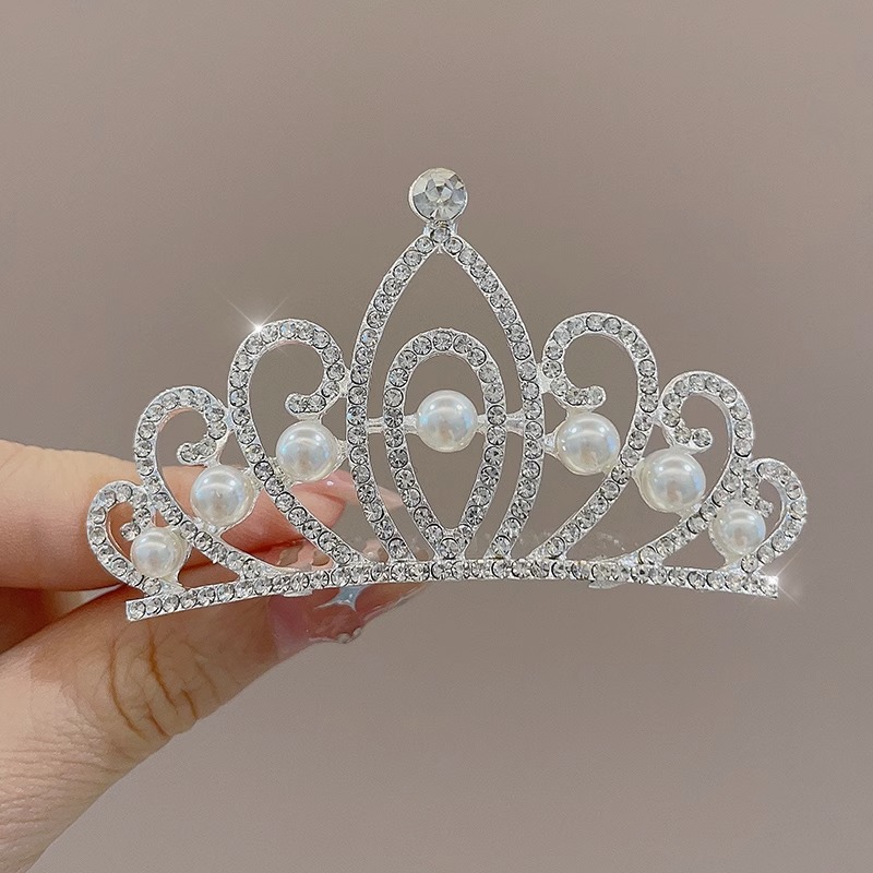 Chica de cumpleaños corona rhinestone peine del pelo lindo poco princesa cabeza accesorios para el cabello niña temperamento insertar peine bebé niña horquilla