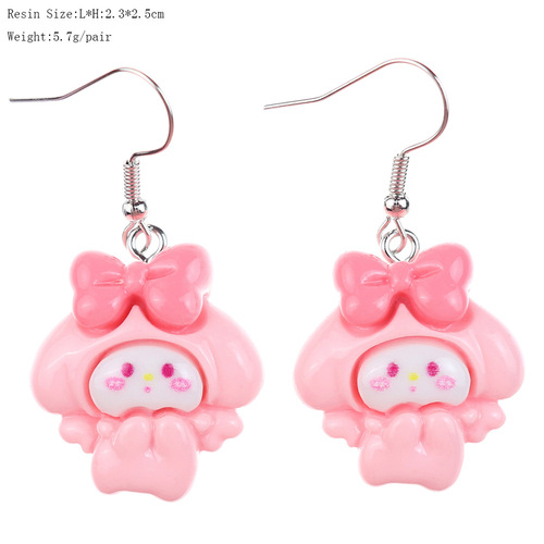 Japanese and Korean fun cartoon cute animal angel wing earrings creative childlike girl heart ear hook earrings