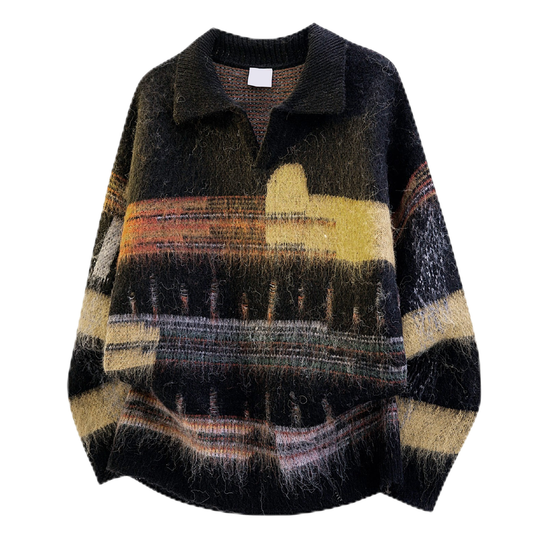 Explosiones transfronterizas de tamaño grande europeo polo camiseta collar V camiseta de punto suéter masculino irregular fábrica de camiseta al por mayor