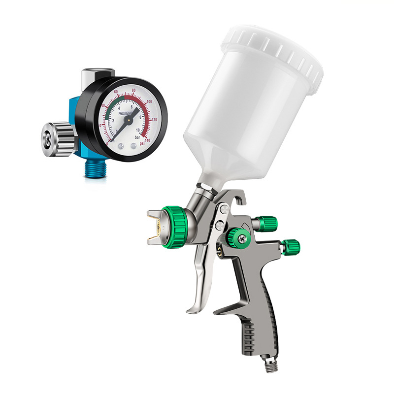 Pistola de pulverización neumática LVLP Air Green, pistola de pulverización de baja presión, cromada, 600 ml, alta atomización