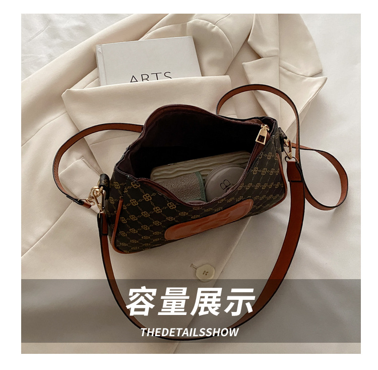 Cross-border retro trend small square bag for women, new fashionable printed French small square bag, niche and stylish single-shoulder crossbody bag undefined