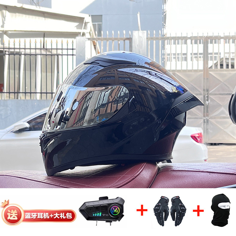 Casco de cola grande de motocicleta Jiekai Casco completo con auriculares Bluetooth Casco de conducción de motocicleta eléctrica de cuatro estaciones para hombre