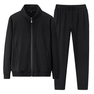 Sports suit Men's Spring and Autumn Cotton Cardigan Middle-aged and Elderly Casual Sportswear Men's Two-piece Set with Long Sleeve Pants