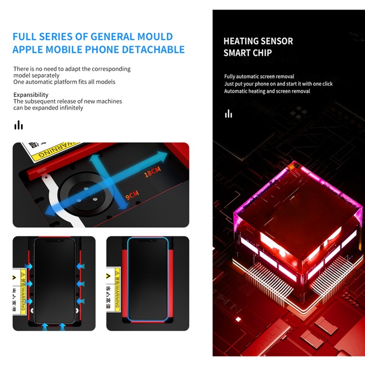 TBK 288 herramienta de desmontaje de pantalla de control inteligente automática de bomba de vacío incorporada, GB