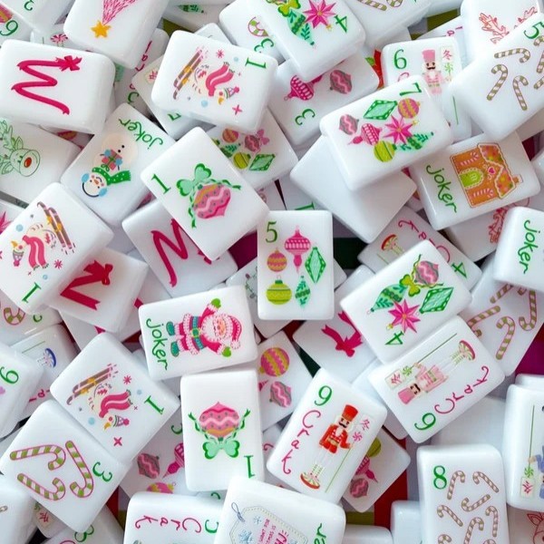 (In stock) Christmas-themed American-style mahjong tiles, single-layer, 160 pieces, luxurious acrylic tiles, eco-friendly and durable