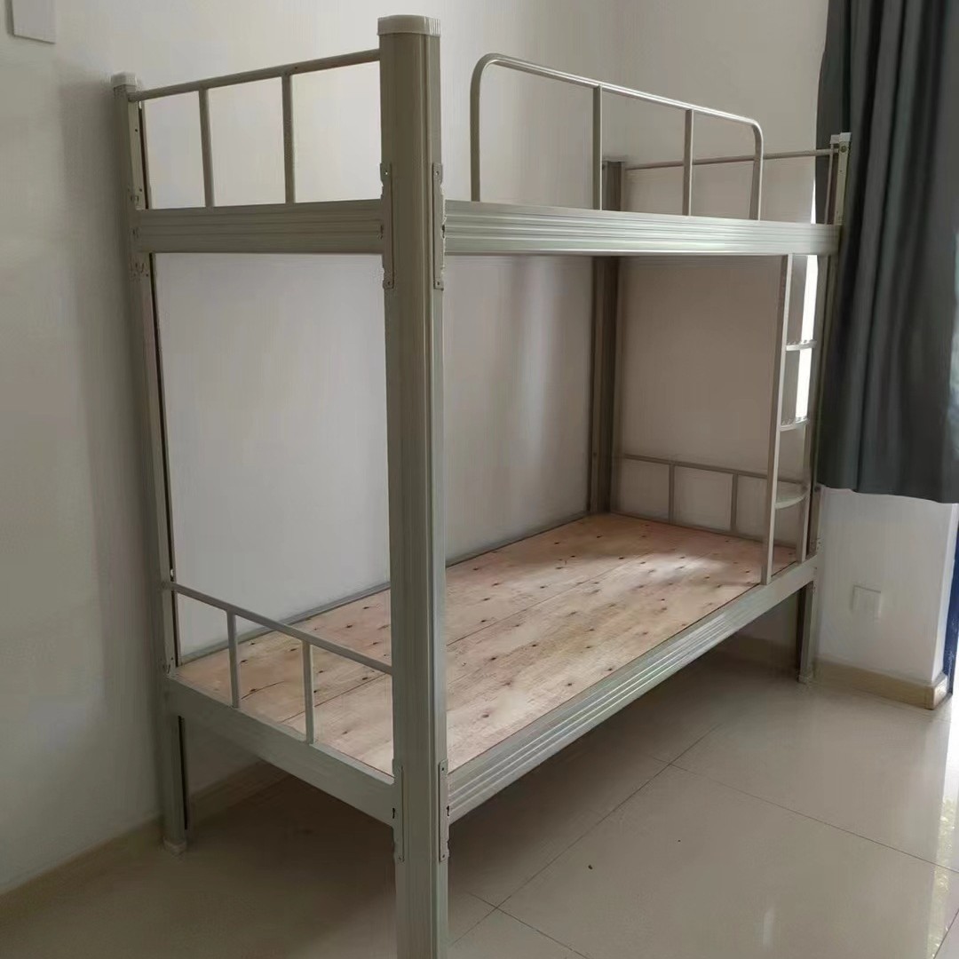 Bunk Bed with Integrated Desk for Training Rooms, Iron Frame Bed, Manufacturer Wholesale, Modern Minimalist Steel Design