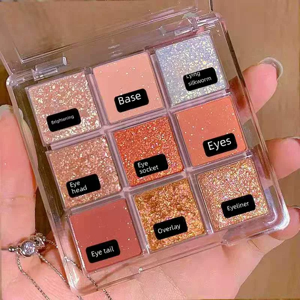 Dikalu Makeup Acrylic Eyeshadow Palette Transparent 9-Color Eyeshadow Pearlescent Matte Douyin Same Earth Color Eyeshadow