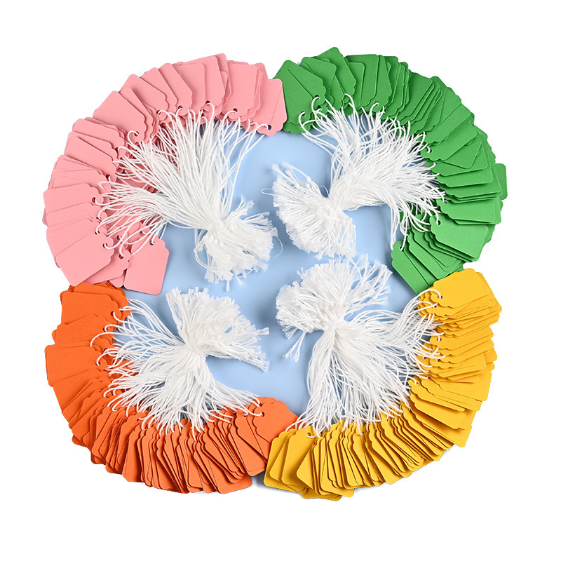 DIY首饰价格标签彩胶吊牌珠宝编号纸标签带绳手写空白标签牌