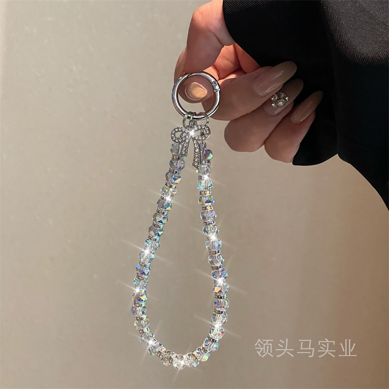 Mobile Phone Chain Crystal Pendant Women's High-End Wrist Dopamine Jewelry Exquisite Handmade Beaded Short Style Outdoor Travel