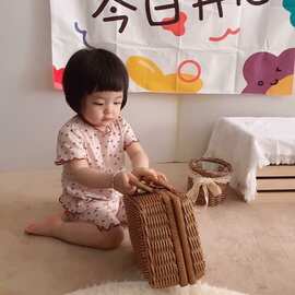 夏季新款2025女童睡衣套装满印可爱洋气休闲女宝宝两件套中小童潮