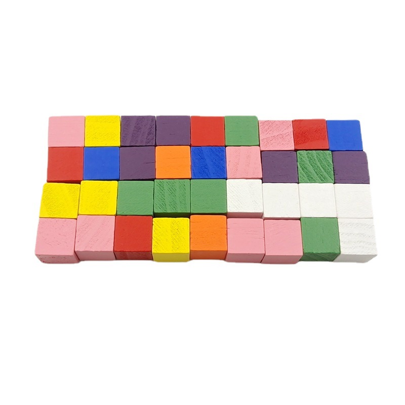 Cubo de madera 8 colores Pino cuadrado 15mm/20mm/25mm color tridimensional cuadrado madera mezclado