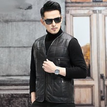 皮马甲男真皮冬季中老年保暖内穿背心原生态皮毛一体真羊毛皮马夹