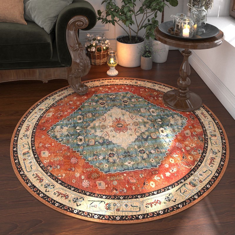 Alfombras transfronterizas de sala de estar imitación de cachemira mesa de té estilo bosmía dormitorio retro lavable alfombras redondas