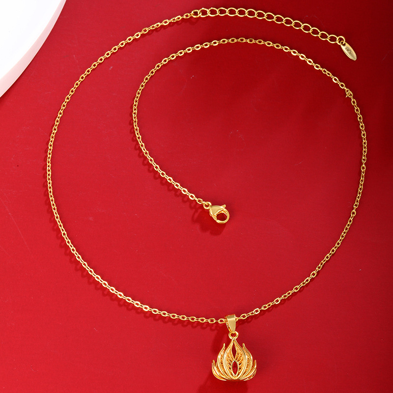 Aleación de cobre Xuping chapado en oro exquisito collar colgante de Guanyin de loto hueco elegante femenino colgante de flor retro al por mayor