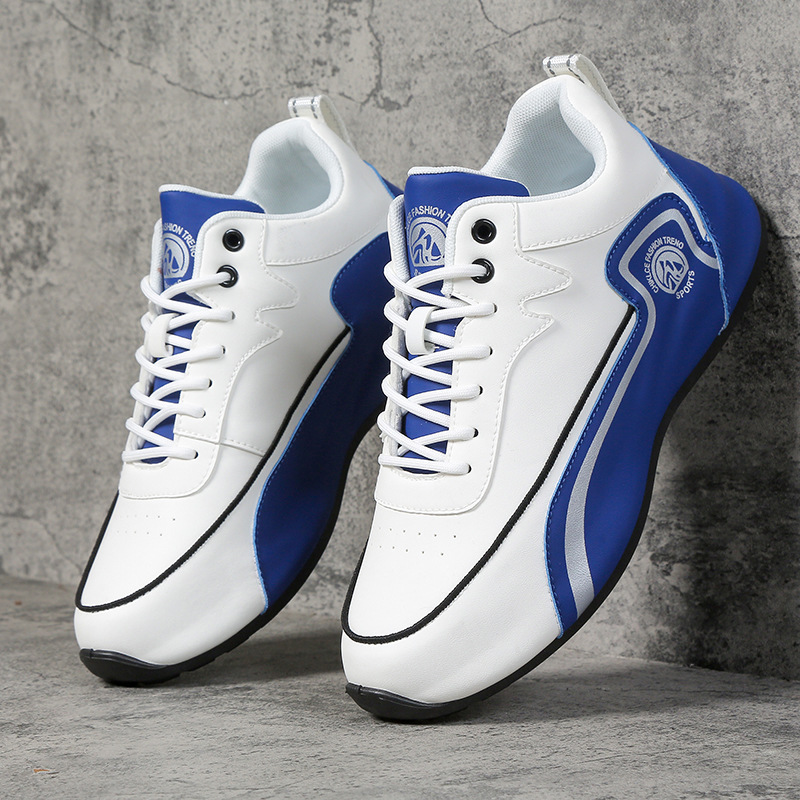 Herren Racing Sneaker Freizeitschuhe Klassisch Weiß Blau Design_voghion.com