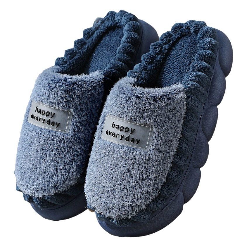 Мужские тапочки из хлопка для дома, большие размеры, зимние, теплые, нескользящие, на толстой подошве, для мужчин, трансграничная торговля, дропшиппинг