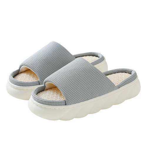 Rui Liya spring and autumn linen slippers for all seasons indoor home use living room guest slippers thick sole men and women wholesale