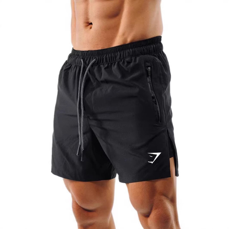 Gym Shark Shorts Men's Summer Fitness Training Running Cycling Shorts Slit Double Layer Three-Quarter Shorts Muscle Shorts