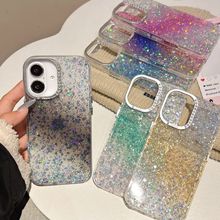 渐变色闪粉壳适用苹果16手机壳iPhone15promax水钻镜头IMD壳13/14