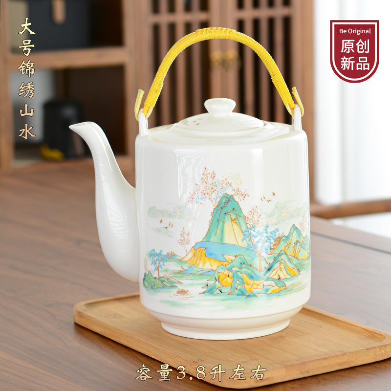 陶瓷水壶冷水壶茶壶凉水壶家用夏大凉开水壶容量玻璃装水耐高温无|undefined