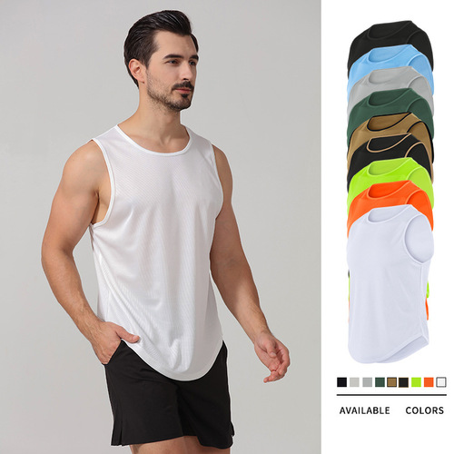 Quick-drying vest men's summer European and American large size fitness vest running top basketball training loose sports vest men