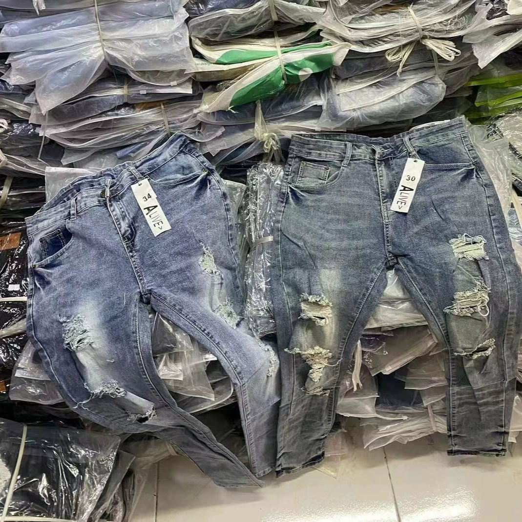 [男士牛仔裤cargo jeans of men破洞牛仔裤男士长裤批发Mens jeans]