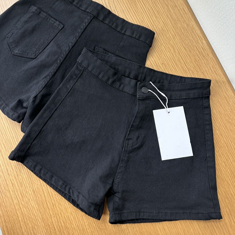 Small Black Pants Women's High Waist Hot Girl Jeans Summer Outer Wear Black Shorts Tight Body-Slimming Hip Super Shorts