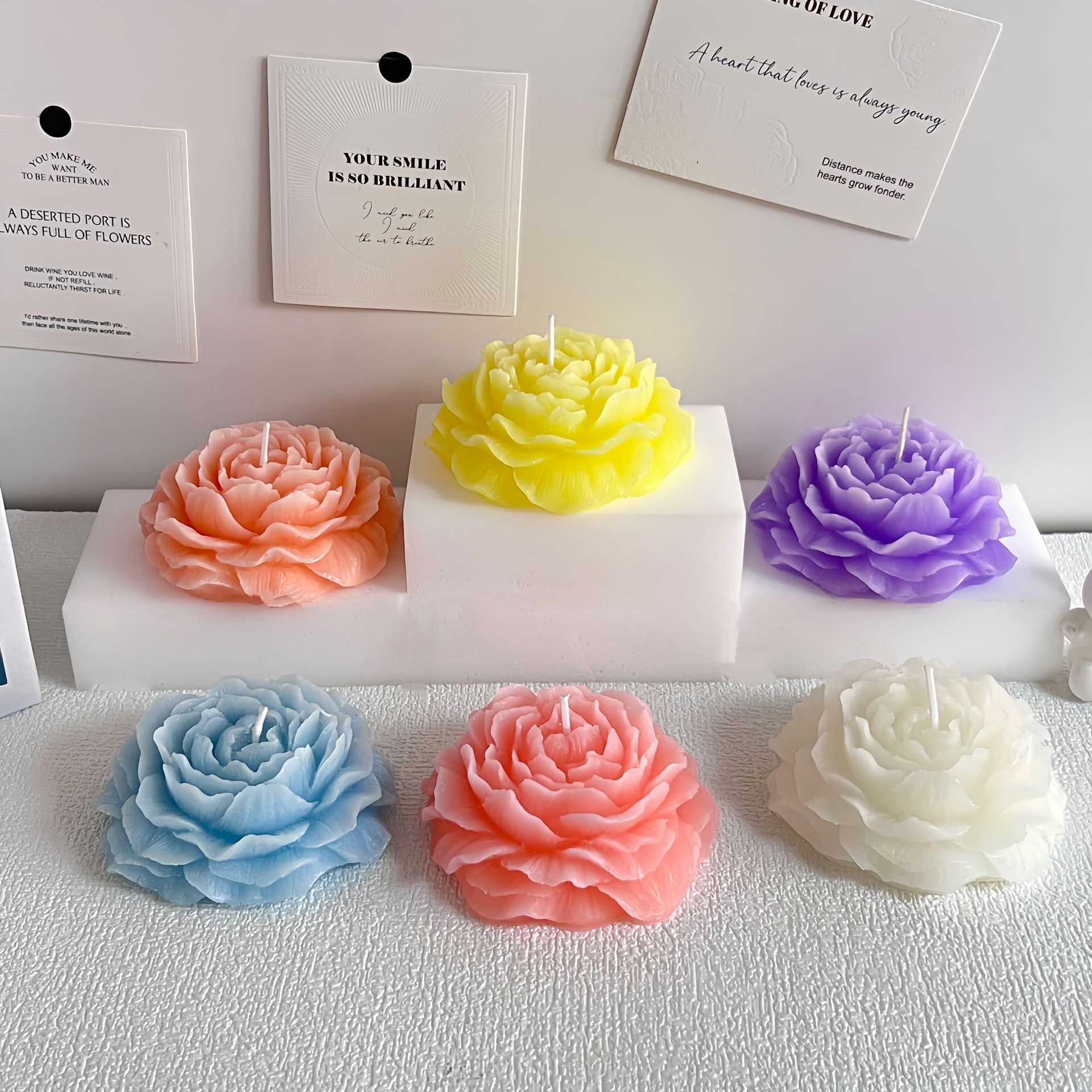 Flores de peonía, velas de aromaterapia, recuerdos de fragancias, flores artificiales, cosas buenas, adornos de regalo de velas de modelado creativo