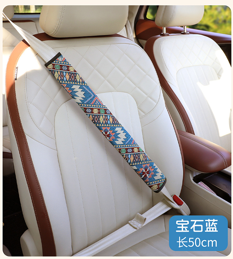 Car Seatbelt Shoulder Pads, Ethnic Style, Anti-Wear, Extended Length, Car Seatbelt Protective Covers, High-End Shoulder Pads