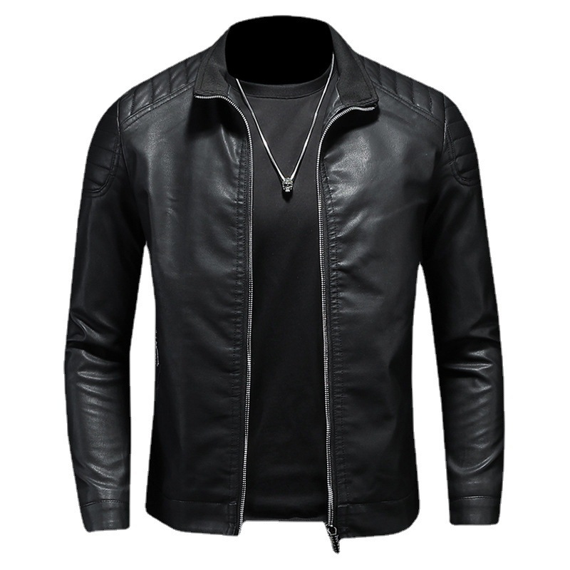 Chaqueta de cuero de cuello vertical, chaqueta de moda masculina, chaqueta de primavera y otoño 2023, nueva chaqueta de cuero, chaqueta delgada coreana, chaqueta guapo