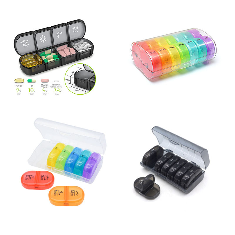 厂家供应 2022新款 便携式7色一周7天28格黑色药盒 亚马逊热卖款