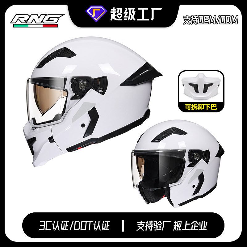 [Personalizado] RNG nuevo casco combinado 3C/DOT casco de motocicleta retro casco de motocicleta casco completo de locomotora medio casco universal 3/4