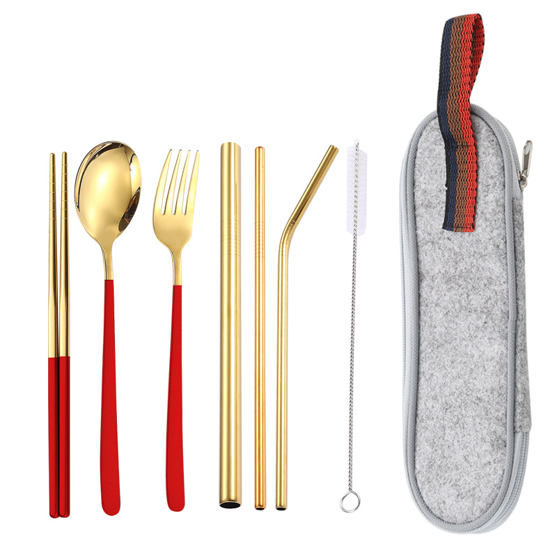 레드 골드 7 개 세트/라이트 그레이 가방