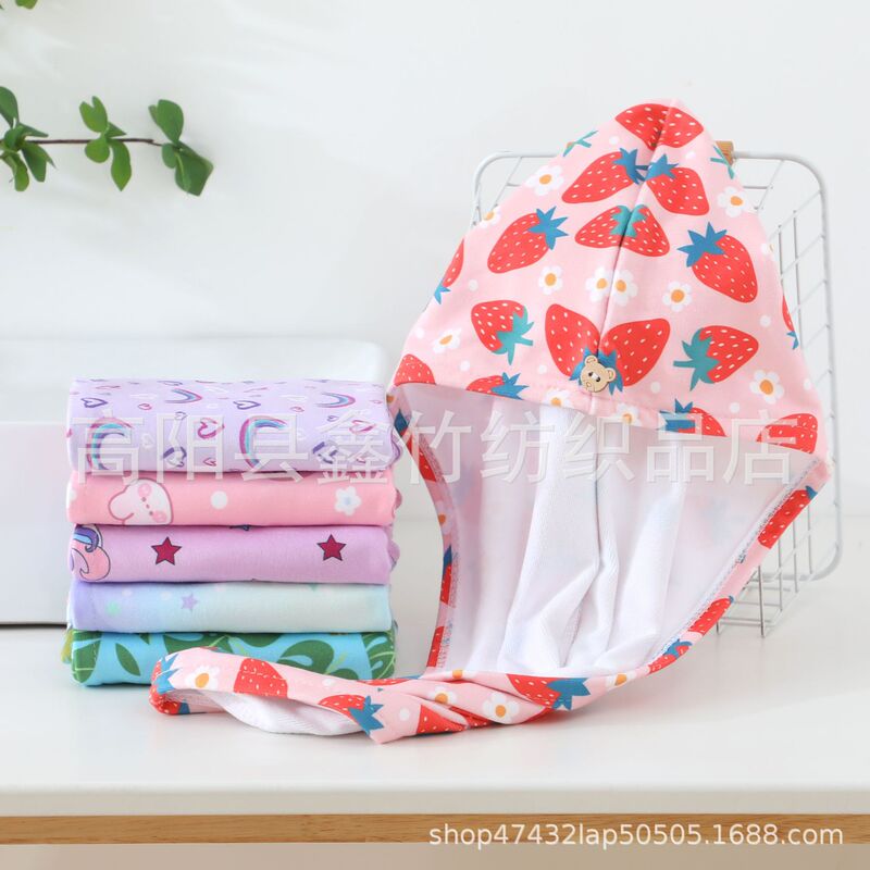 New Cartoon Printed Hair Drying Cap, Thickened Water-Absorbent and Quick-Drying Children's Turban, Household Baby Shampoo and Wipe Towel New Cartoon Printed Hair Drying Cap, Thickened Water-Absorbent and Quick-Drying Children's Turban, Household Baby Shampoo and Wipe Towel