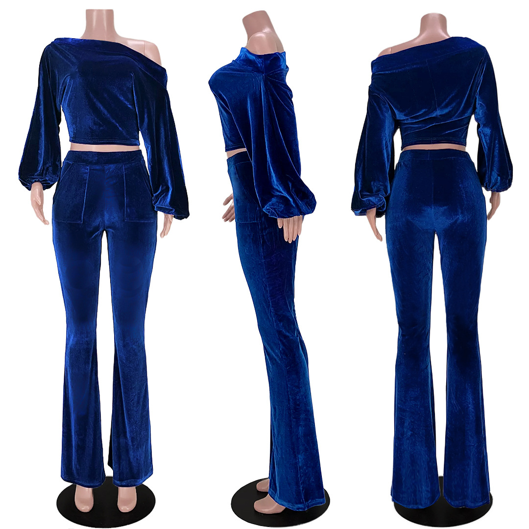 Completo pantalone donna per discoteca monospalla maniche a lanterna_voghion.com