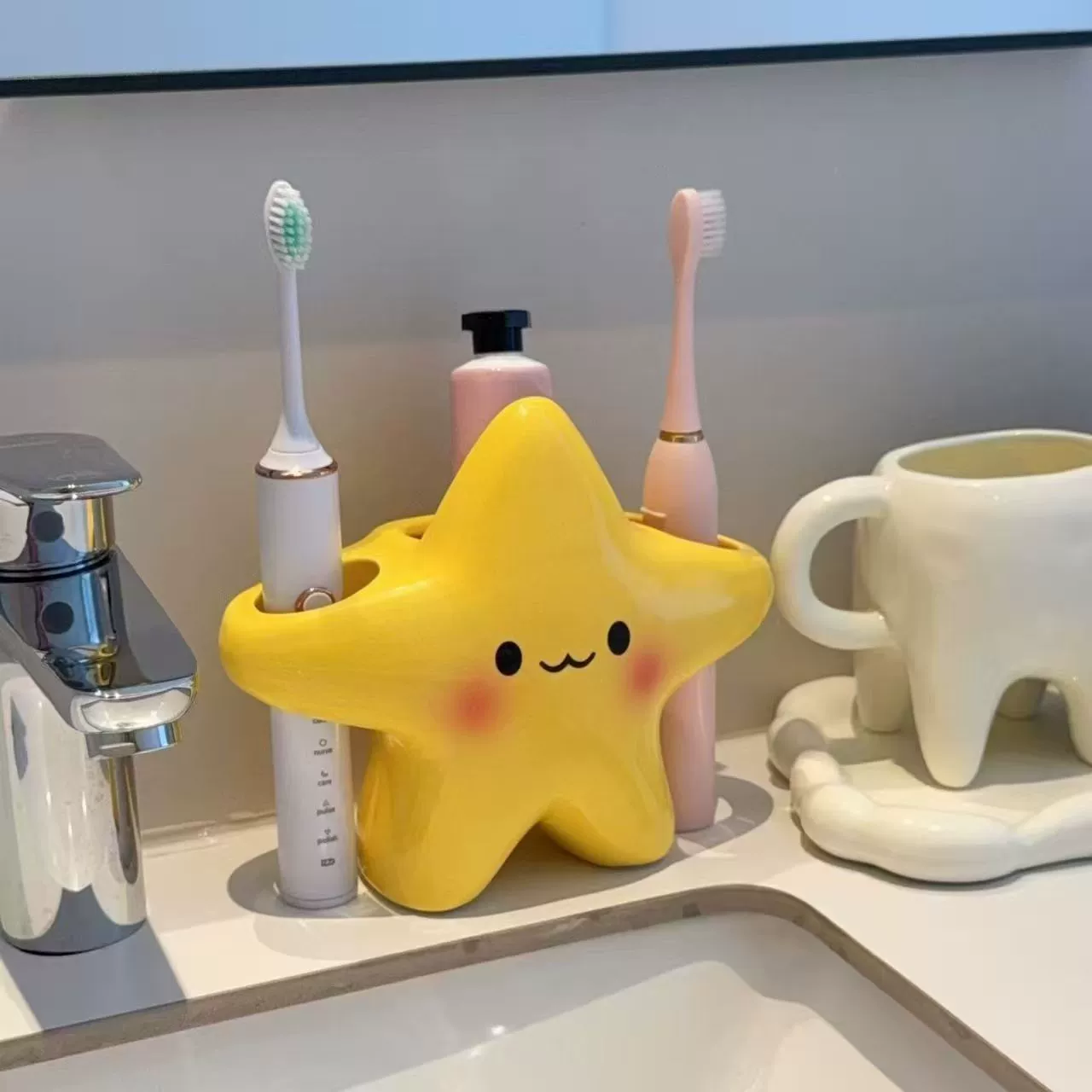 Cartoon toothbrush, toothpaste, storage system