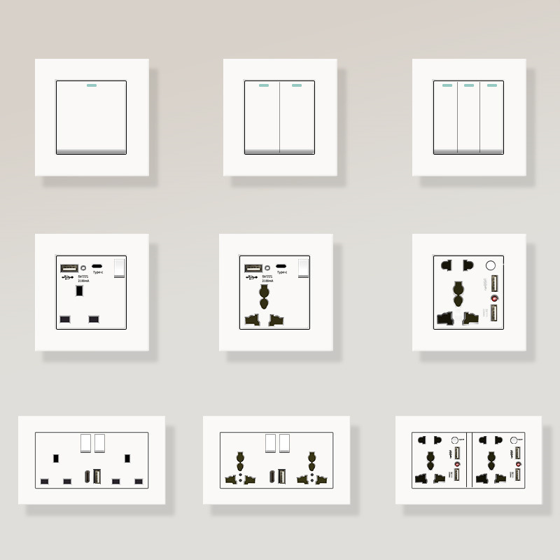 Hong Kong and Macao British 13A socket USB with Type-c fast charge plug Su Ying standard electric light switch plastic white panel Hong Kong and Macao British 13A socket USB with Type-c fast charge plug Su Ying standard electric light switch plastic white panel